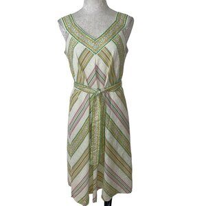 Krist Gudnason Vintage 70s Womens Dress Size M Multicolor Striped Belted Midi